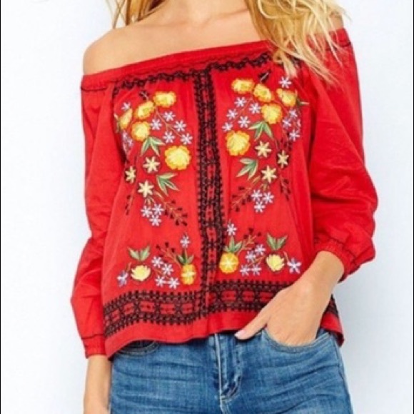 Chelsea & Violet Tops - Chelsea & Violet Bohemian In Red-P-1
